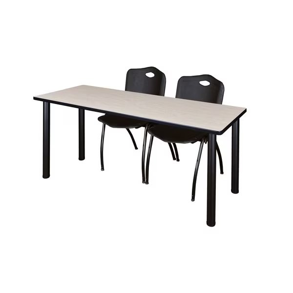 Rectangle Tables > Training Tables > Kee Table & Chair Sets, 66 X 24 X 29, Wood|Metal|Plastic Top, Kee, Mfr#: MT6624PLBPBK47BK